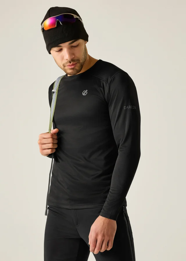 Dare 2B Black Ventura Grid Crew Neck Breathable Fleece