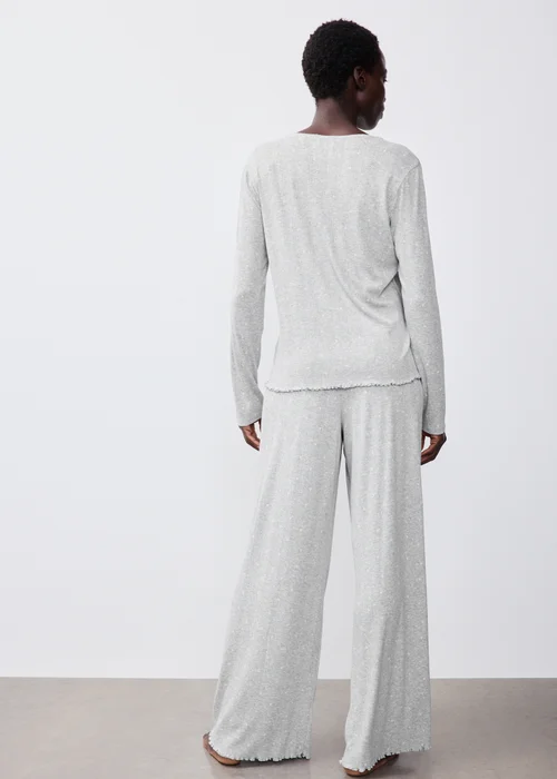 Gey Marl Printed Pointelle Pyjama Set - XS Image 2