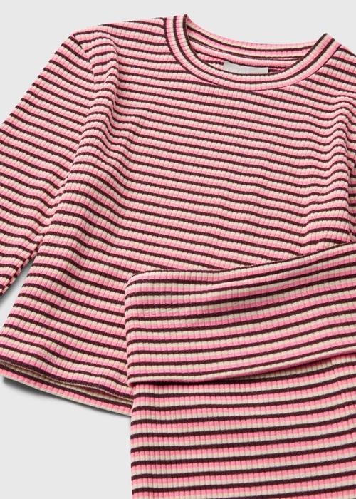 Girls Pink Long Sleeve Stripe Knitted Set (7-15yrs) - 7 Yrs Image 2