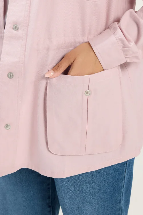 Yours Curve Light Pink Carpenter Jacket - 22-24 Image 5