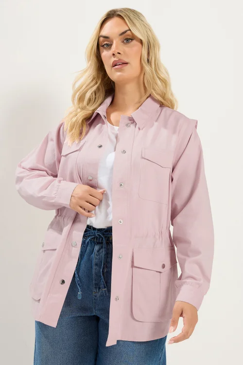 Yours Curve Light Pink Carpenter Jacket - 22-24 Image 2