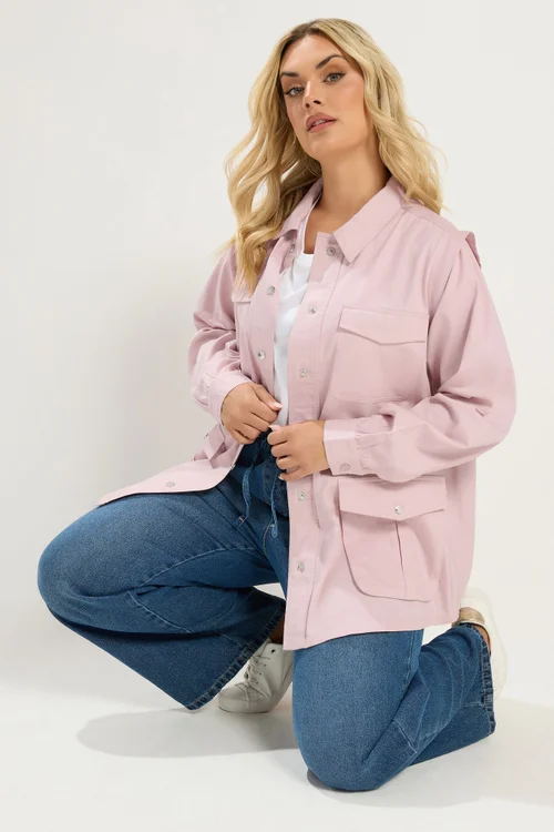 Yours Curve Light Pink Carpenter Jacket - 22-24 Image 1