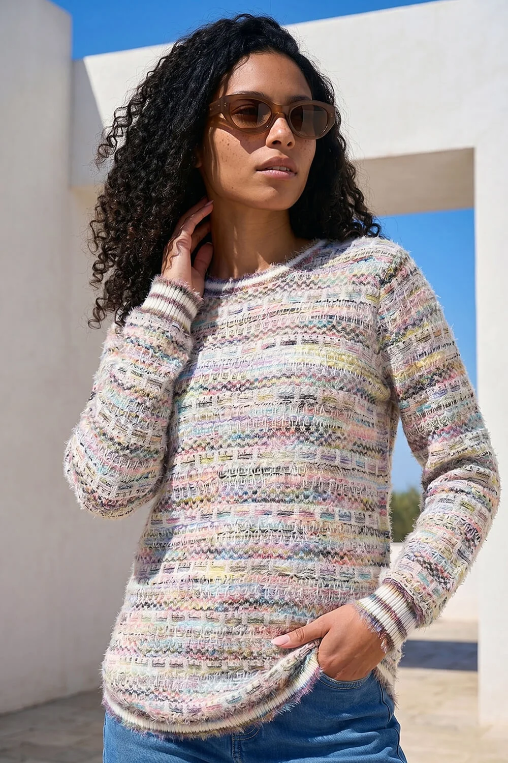 Roman Lilac Space Dye Curved Hem Knit Jumper - 10 Image 1