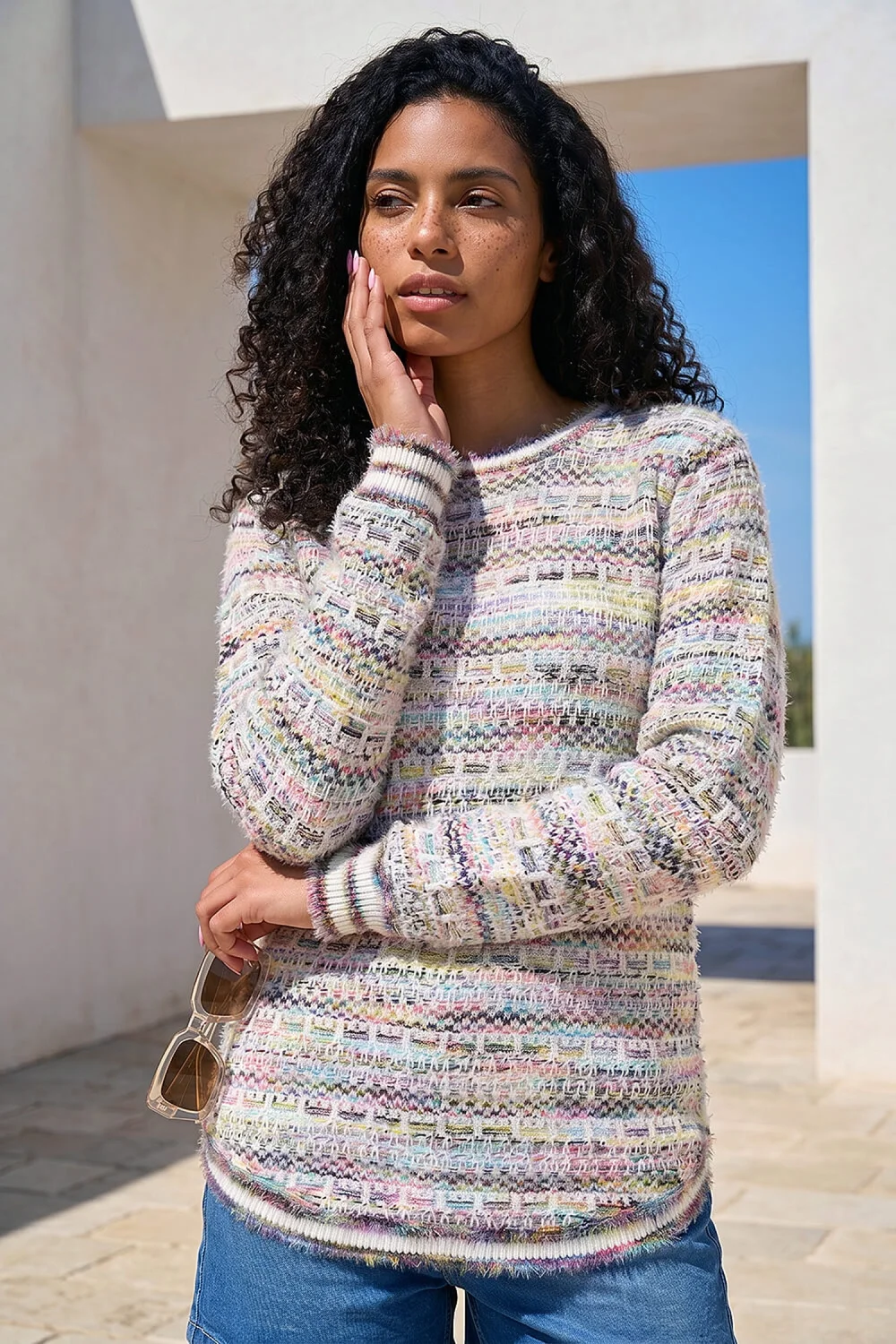Roman Lilac Space Dye Curved Hem Knit Jumper - 10 Image 2
