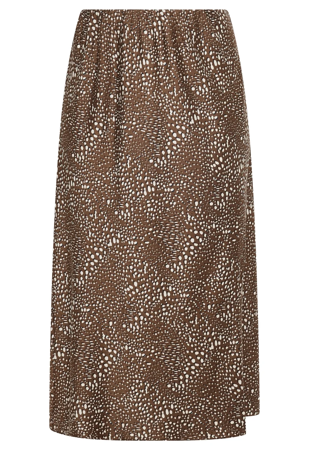 Yours Curve Chocolate Brown Deer Print Satin Skirt - 26-28 Image 5