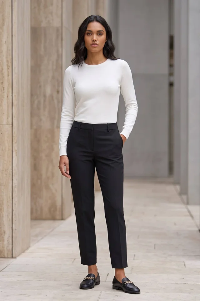 Roman Black Regular Slim Leg Trouser