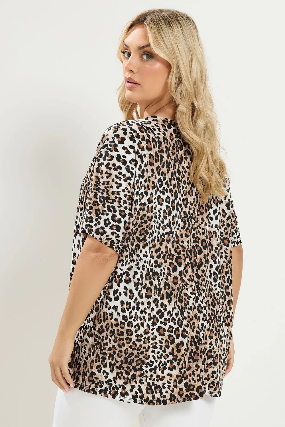 Yours Curve Brown Leopard Pleated Front Top - 30-32 Image 3