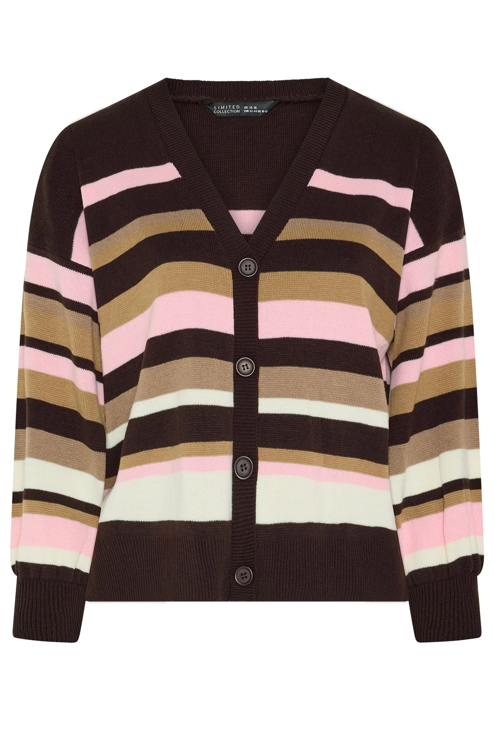 Yours Limited Curve Chocolate Brown Stripe Cardigan - 26-28 Image 5
