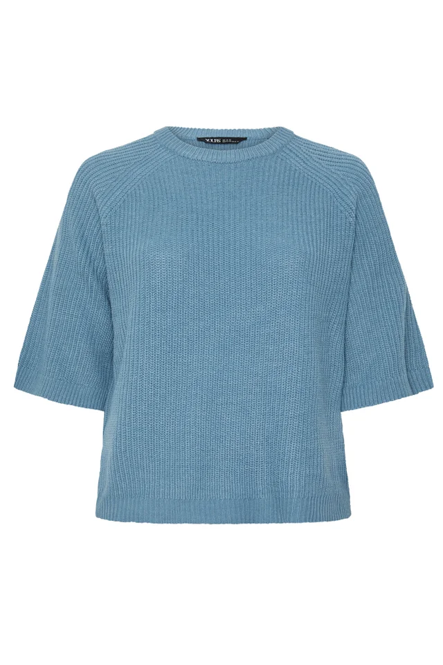 Yours Curve Denim Blue Knitted Jumper
