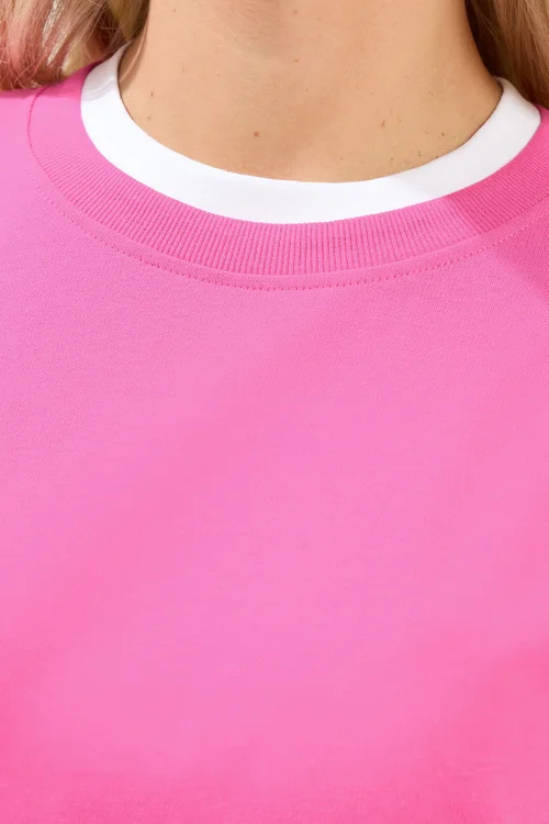 Yours Curve Pink 2-In-1 Crew Neck Sweatshirt - 14 Image 4