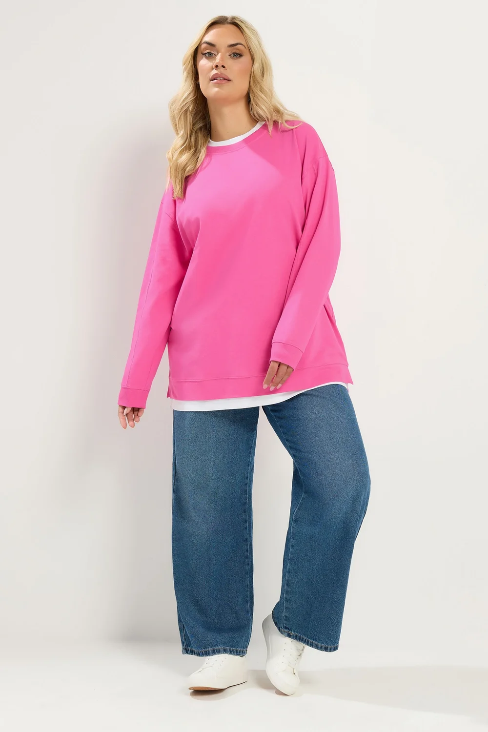 Yours Curve Pink 2-In-1 Crew Neck Sweatshirt - 14 Image 2