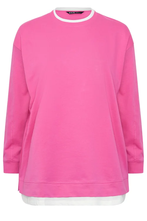 Yours Curve Pink 2-In-1 Crew Neck Sweatshirt - 14 Image 5