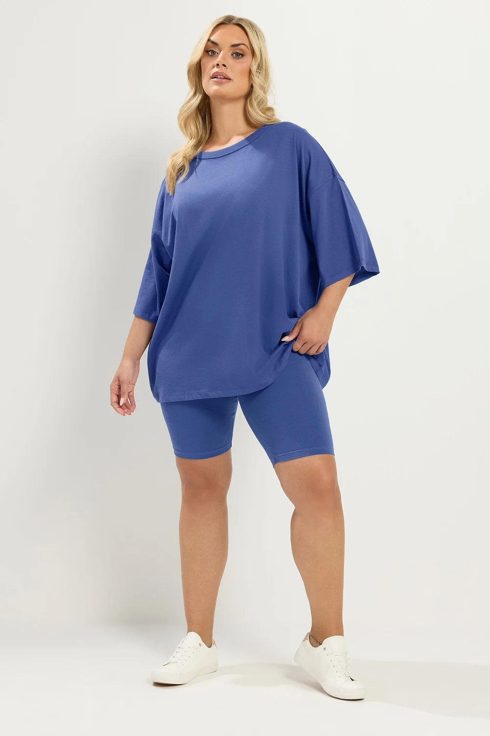 Yours Curve Cobalt Blue Oversized Boxy T-Shirt - 18 Image 2