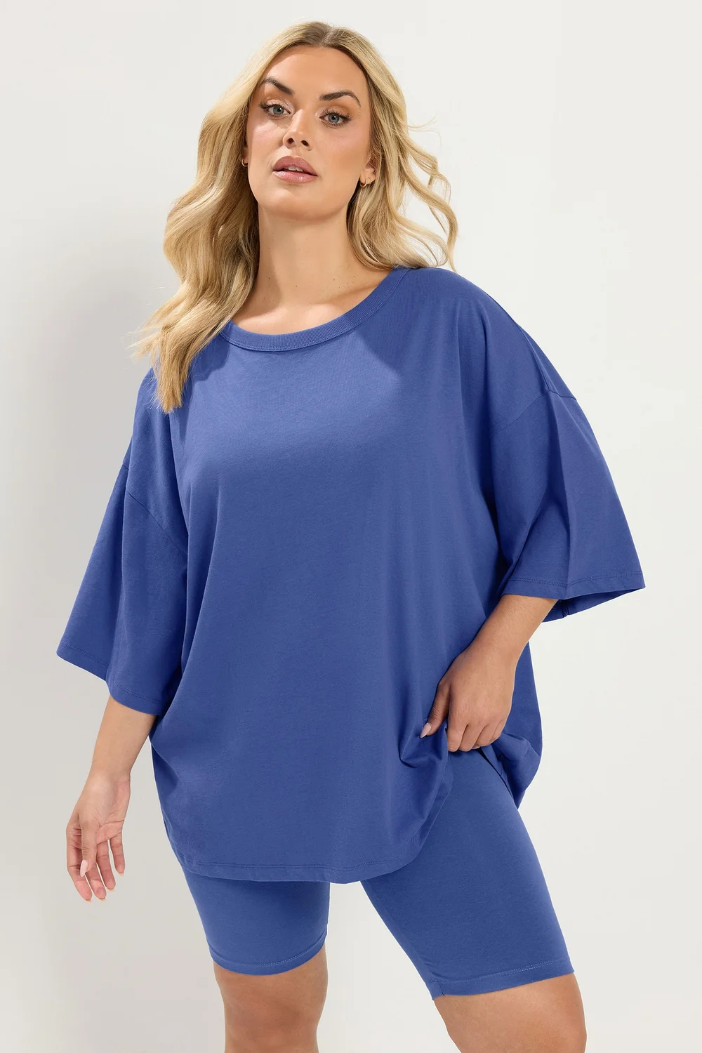Yours Curve Cobalt Blue Oversized Boxy T-Shirt - 18 Image 1