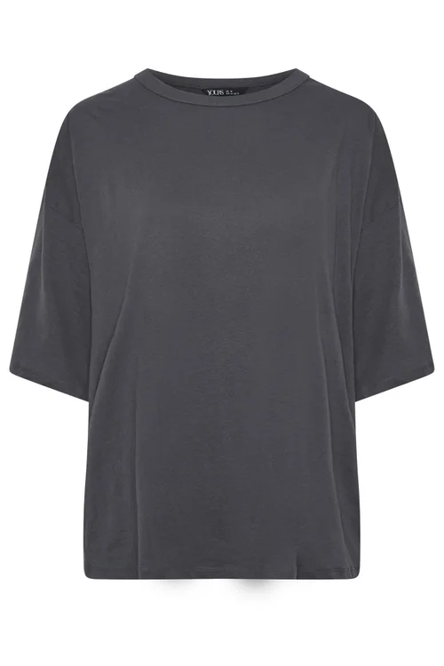Yours Curve Charcoal Grey Oversized Boxy T-Shirt - 14 Image 5