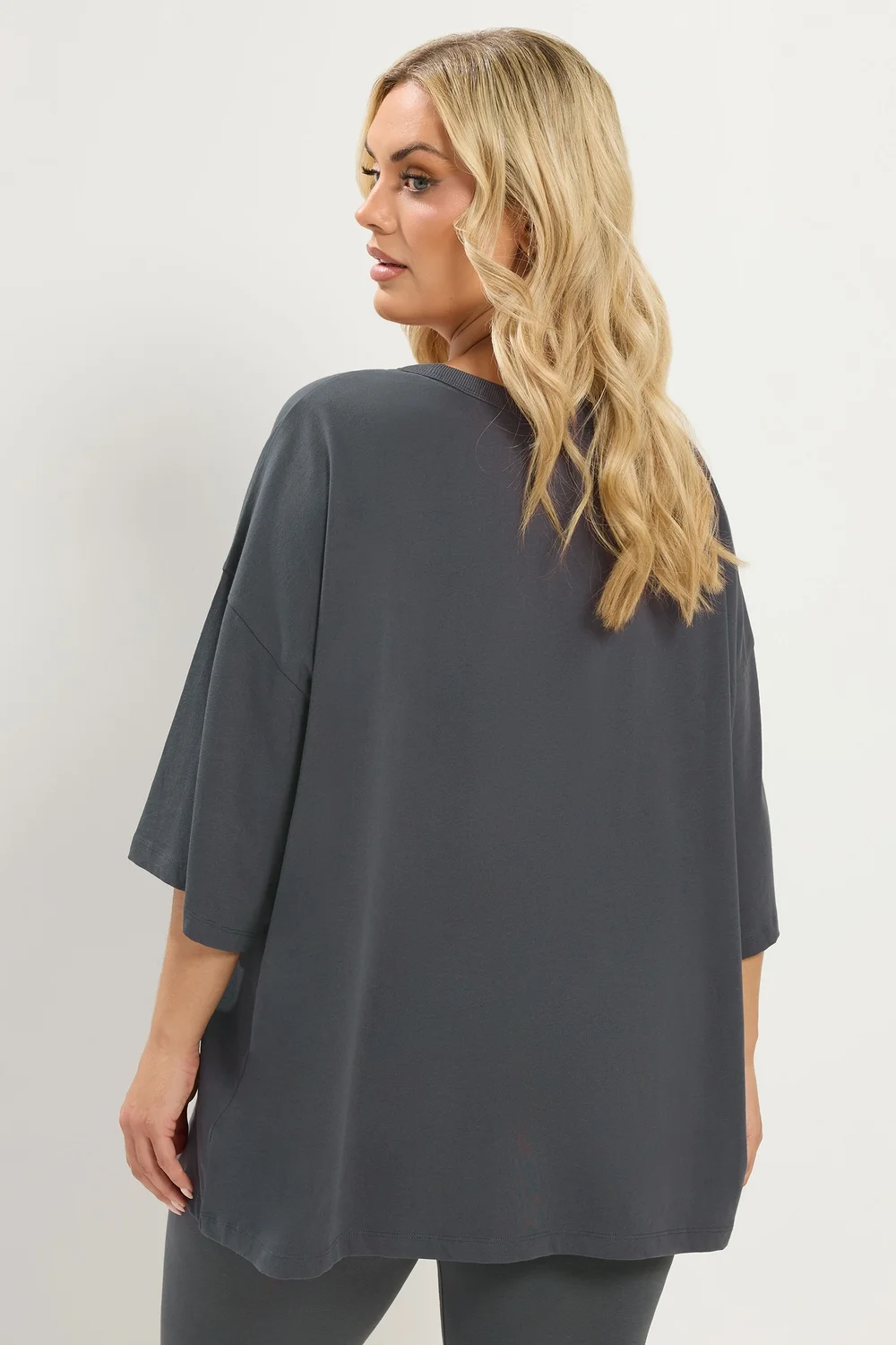 Yours Curve Charcoal Grey Oversized Boxy T-Shirt - 14 Image 3