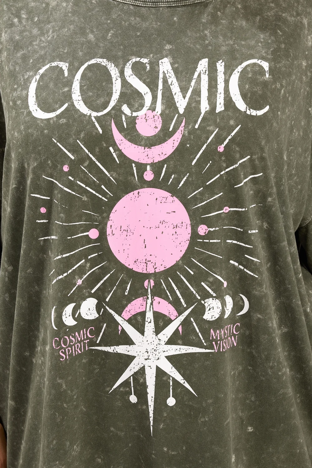 Yours Curve Green Acid Wash 'Cosmic' Oversized T-Shirt - 18 Image 5