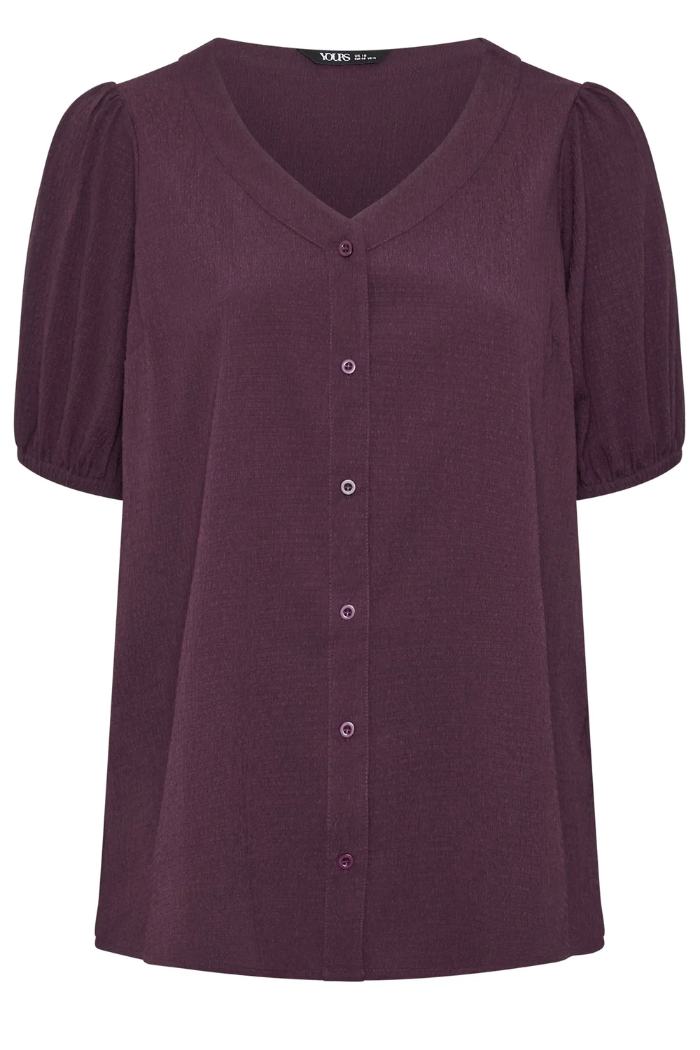 Yours Curve Purple Button Textured Blouse - 30-32 Image 5