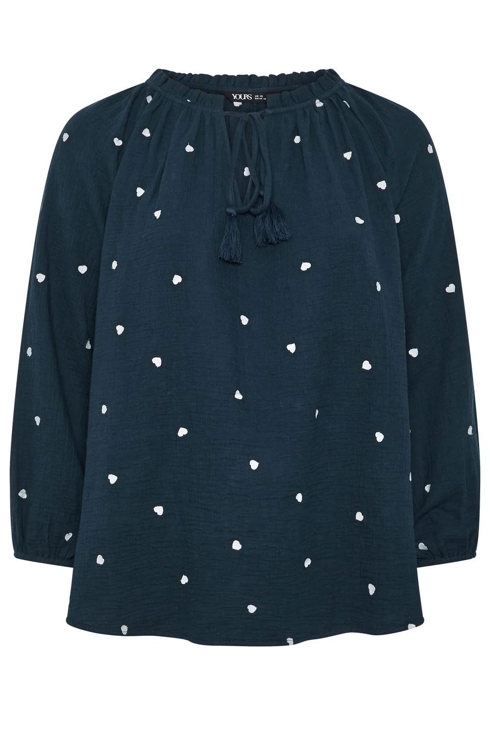 Yours Curve Navy Blue Heart Print Blouse - 16 Image 5
