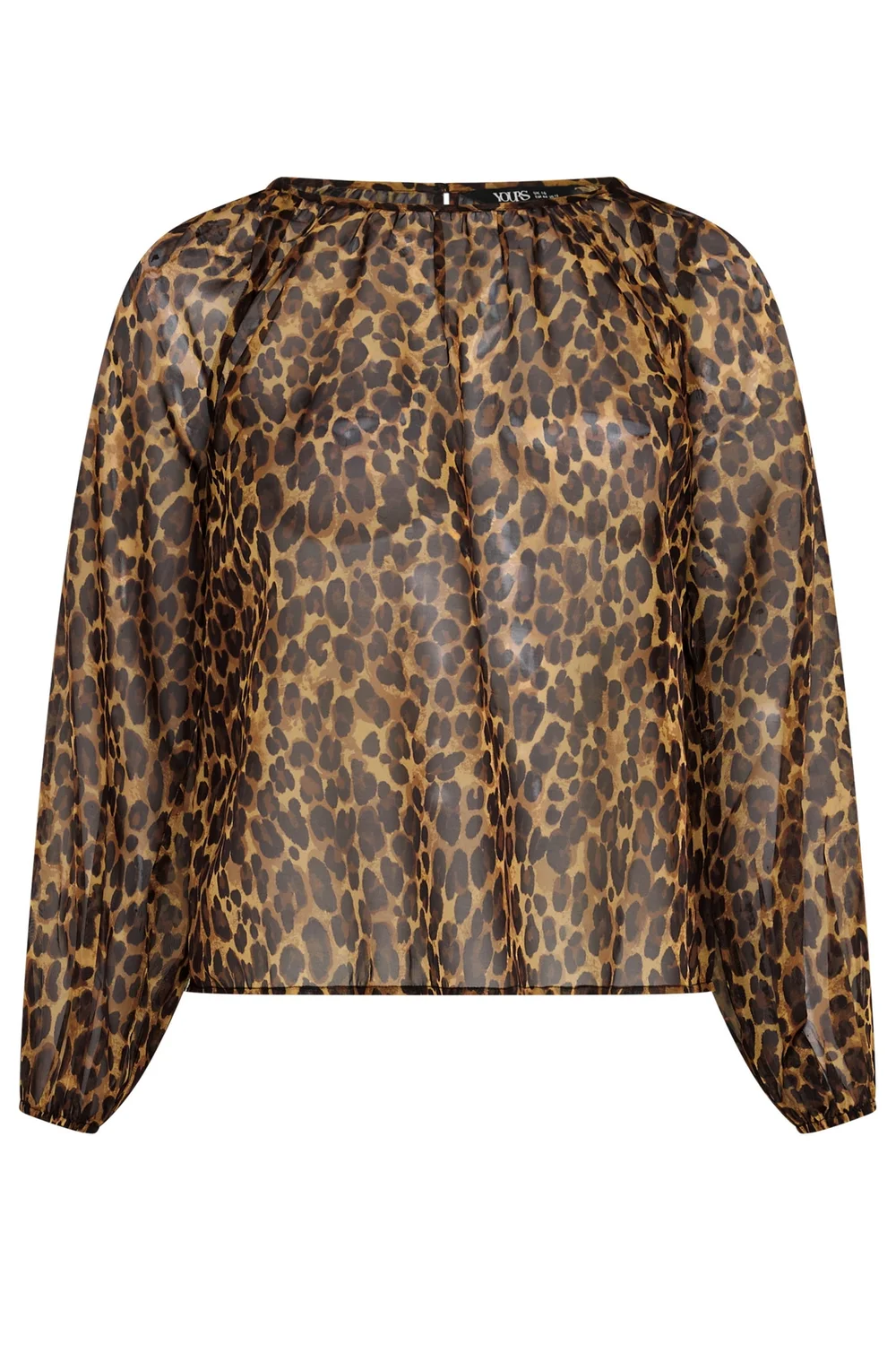Yours Curve Brown Leopard Chiffon Top - 26-28 Image 5