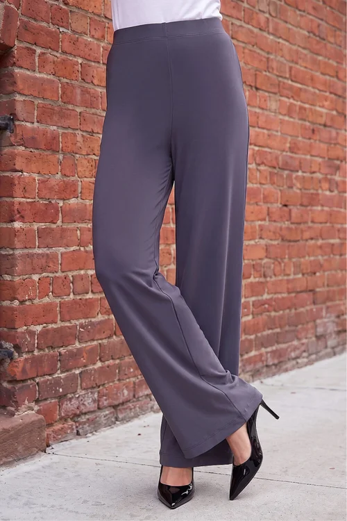 Roman Charcoal Petite Wide Leg Stretch Trouser - 14 Image 1
