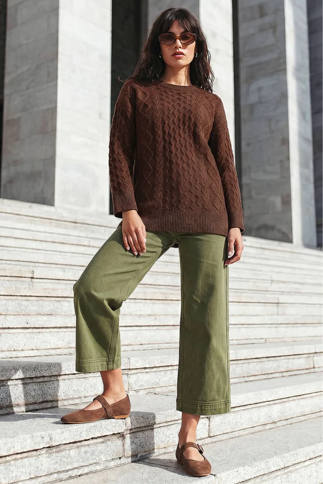 Roman Chocolate Cable Knit Jumper