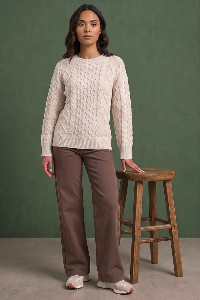 Roman Ivory Cable Knit Jumper