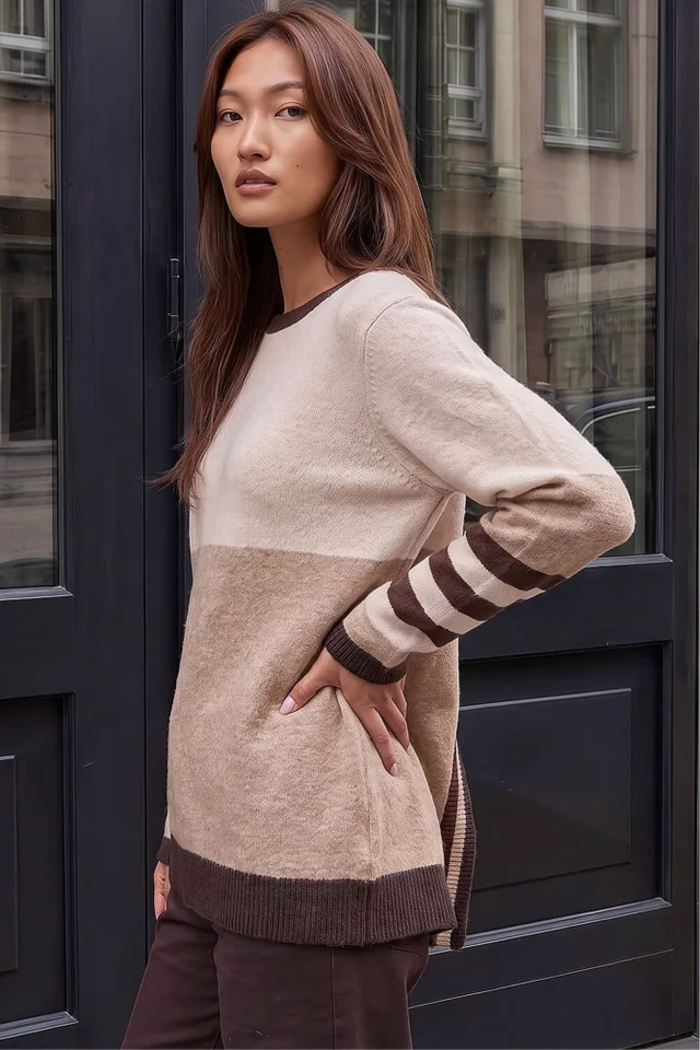 Roman Neutral Colour Block Stripe Jumper