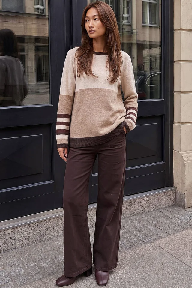 Roman Neutral Colour Block Stripe Jumper