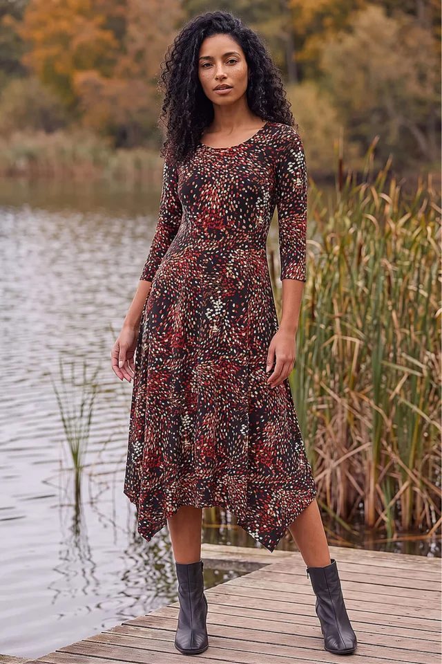 Roman Copper Speckled Hanky Hem Dress