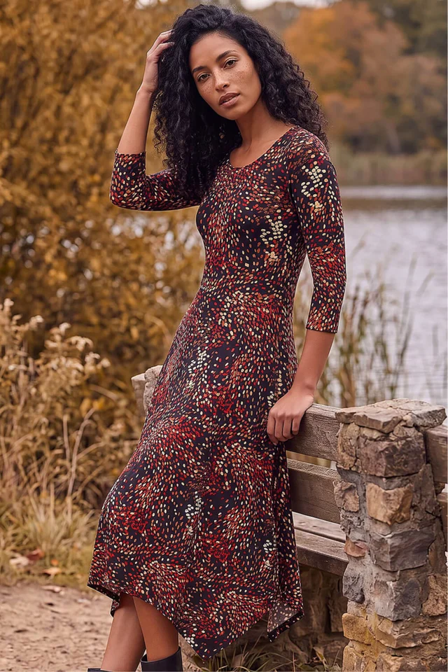 Roman Copper Speckled Hanky Hem Dress