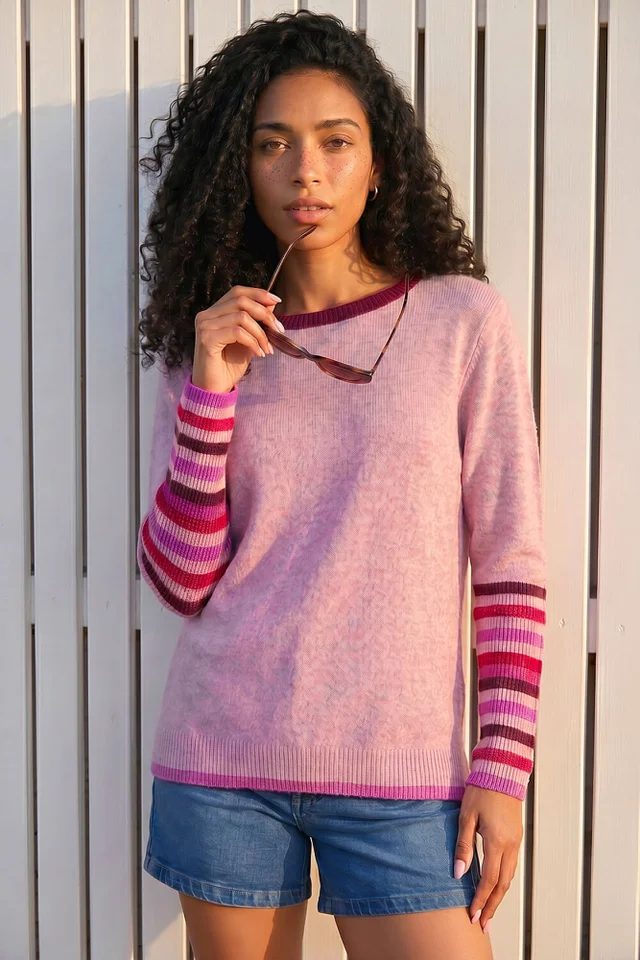 Roman Lilac Contrast Stripe Detail Knit Jumper