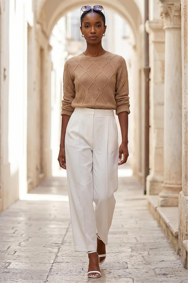 Roman Camel Petite Button Cuff Knit Jumper