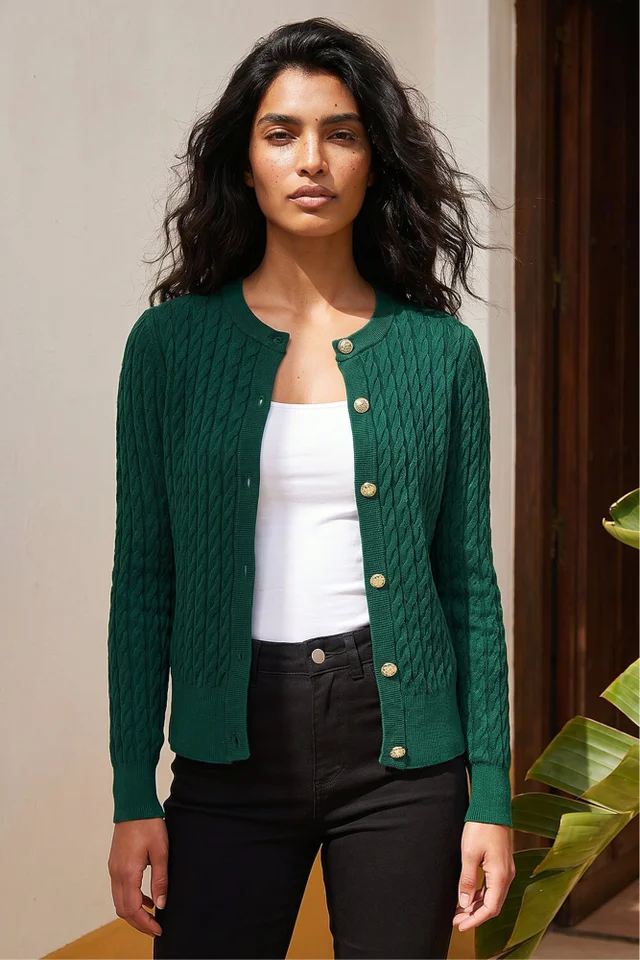 Roman Forest Cable Knit Cardigan