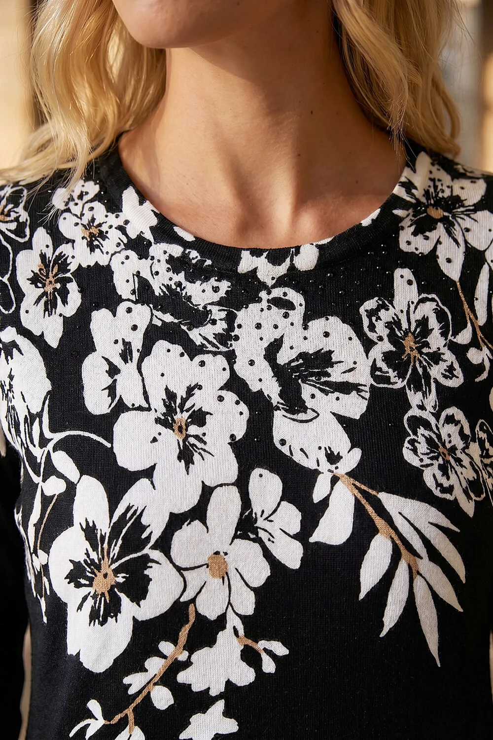 Roman Black Printed Floral Embellished Jumper - 12 Image 4