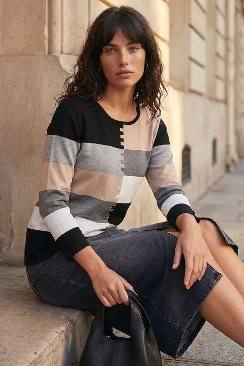 Roman Black Colour Block Hotfix Jumper - 12 Image 1