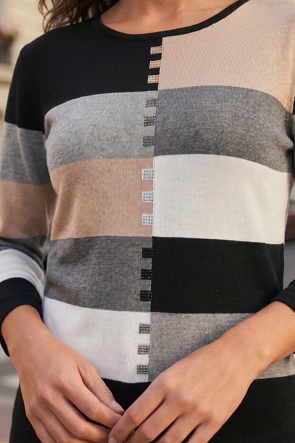 Roman Black Colour Block Hotfix Jumper - 12 Image 4
