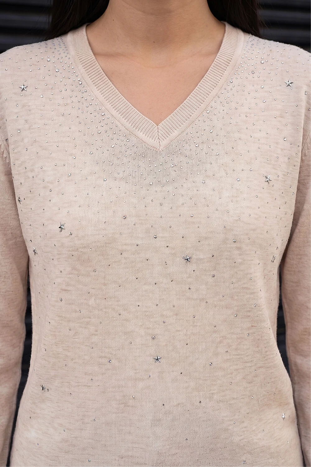 Roman Cream V-Neck Star Hotfix Jumper - 20 Image 4