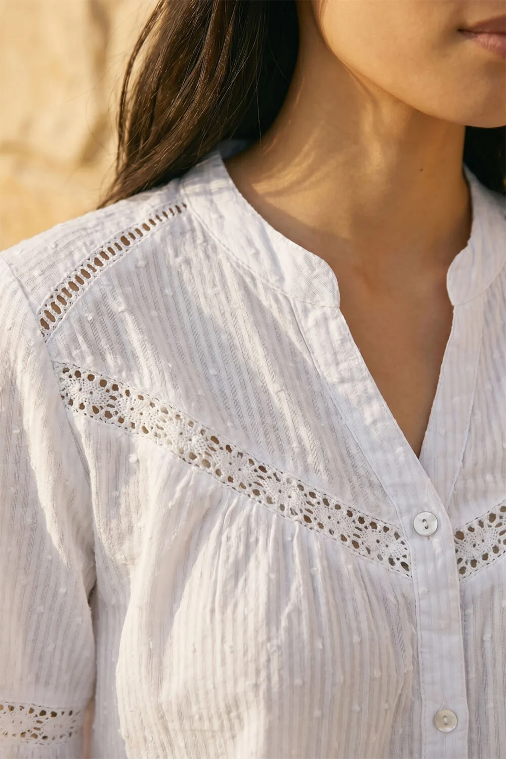 Roman White Petite Dobby Lace Trim Blouse - 16 Image 4