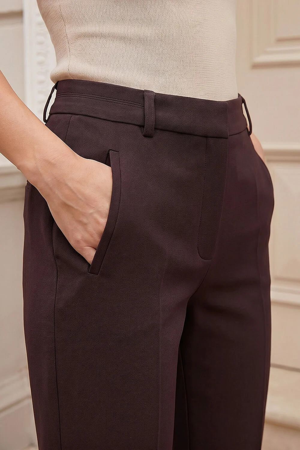 Roman Dark Brown Short Straight Leg Stretch Trouser - 8 Image 4