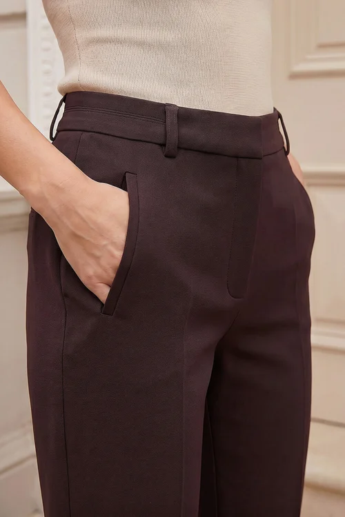 Roman Dark Brown Short Straight Leg Stretch Trouser - 8 Image 4