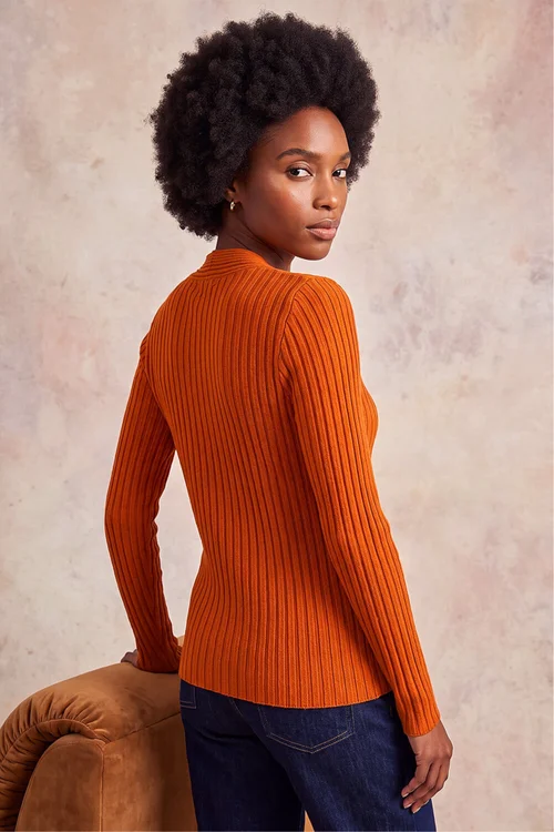 Roman Rust Cable Split Detail Rib Jumper - 16 Image 3