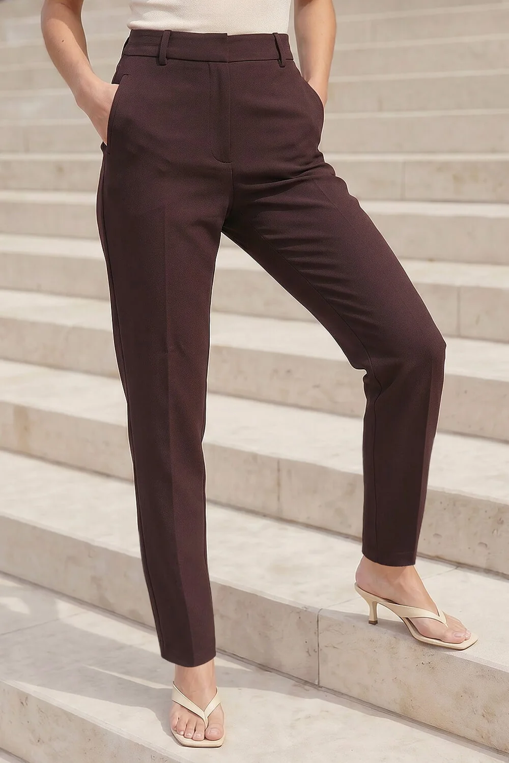 Roman Dark Brown Straight Leg Stretch Trouser - 20 Image 2