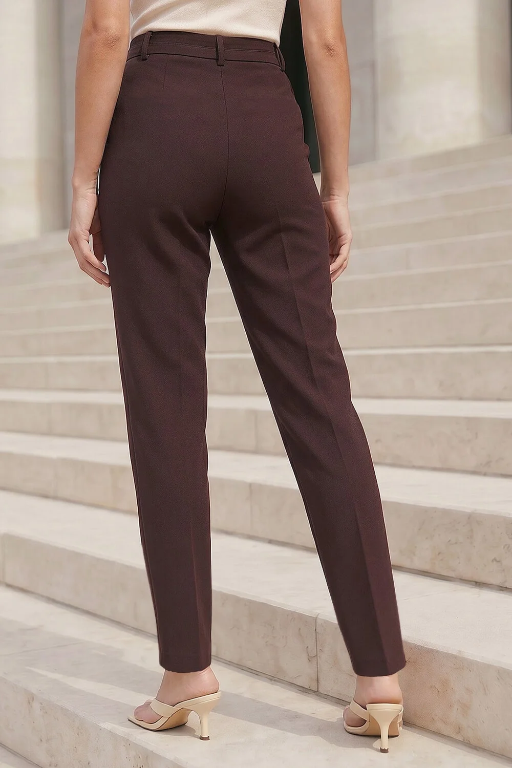 Roman Dark Brown Straight Leg Stretch Trouser - 20 Image 3