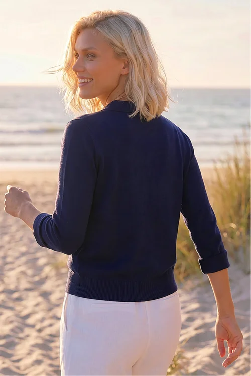 Roman Navy Petite Collar Cardigan - 12 Image 3