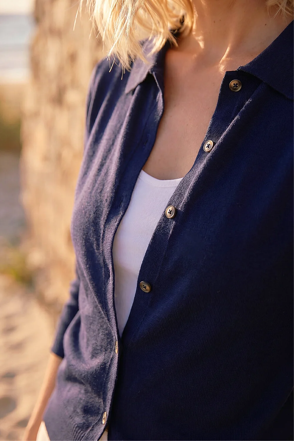 Roman Navy Petite Collar Cardigan - 12 Image 4