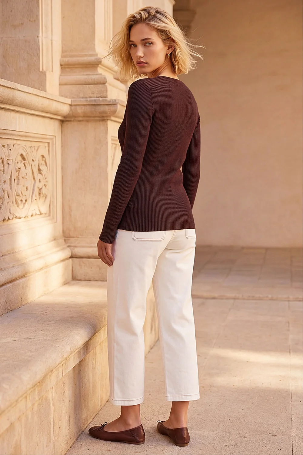 Roman Chocolate Gold Trim Knit Jumper - 14 Image 4