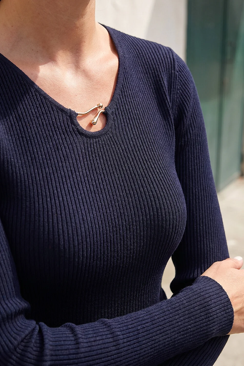 Roman Navy Gold Trim Knit Jumper - 20 Image 4