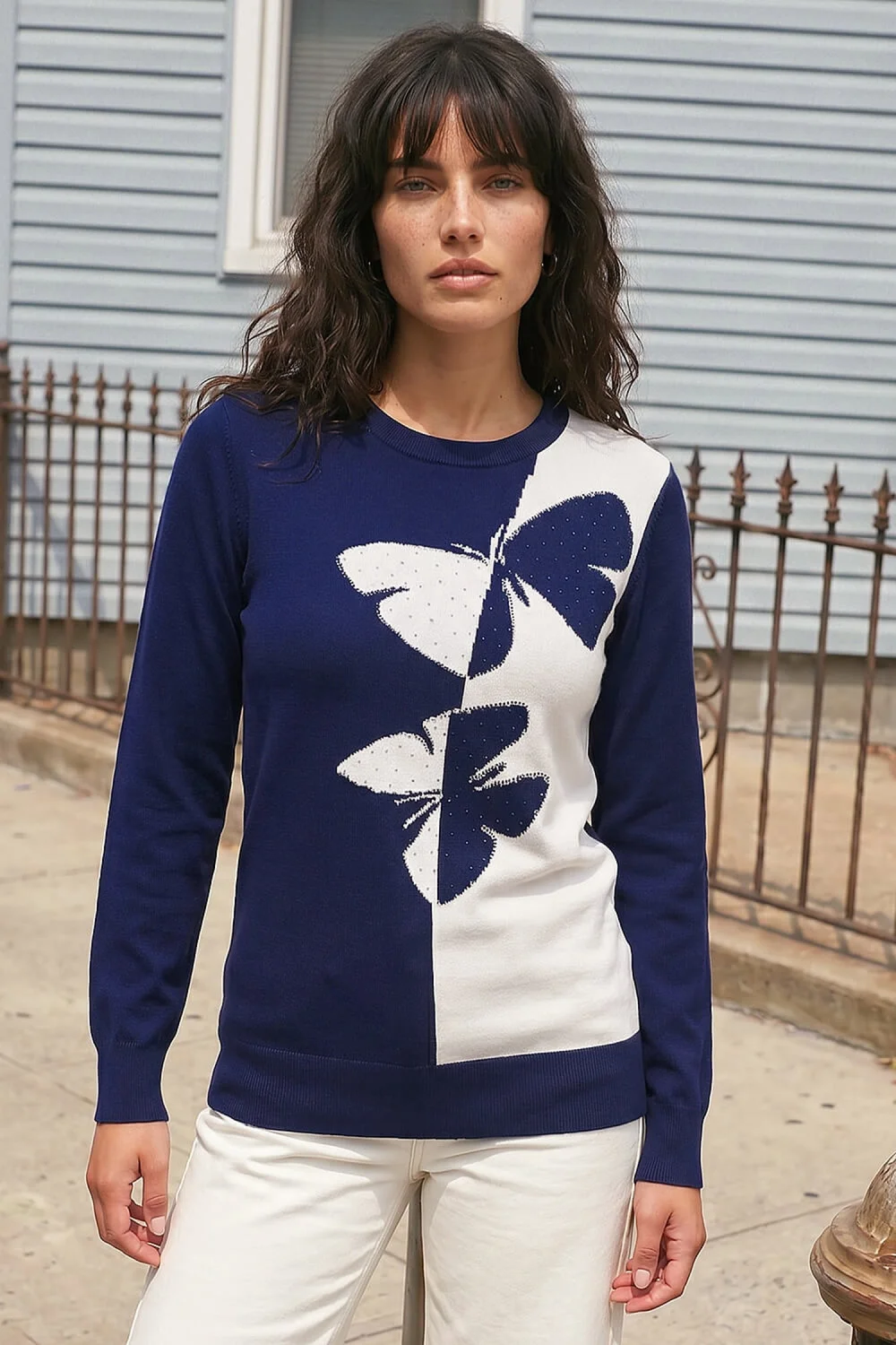 Roman Navy Butterfly Sparkle Mix Jumper - 12 Image 1
