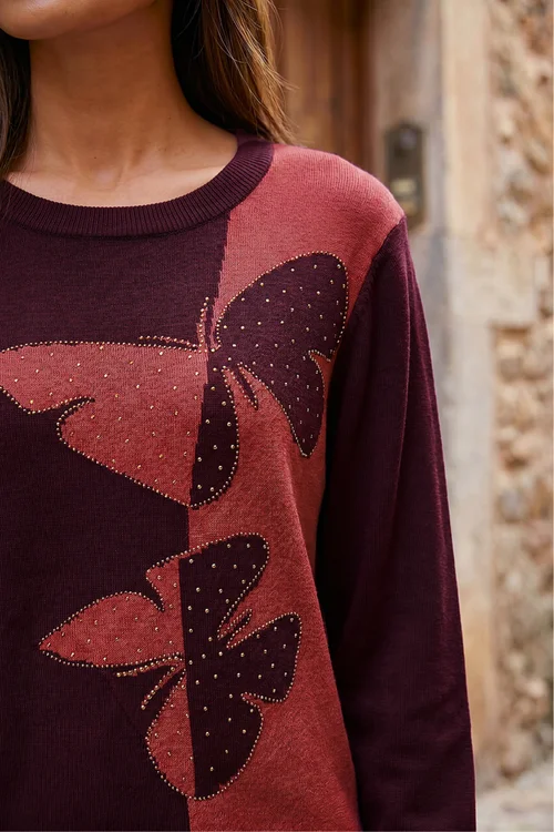 Roman Plum Butterfly Sparkle Mix Jumper - 12 Image 4